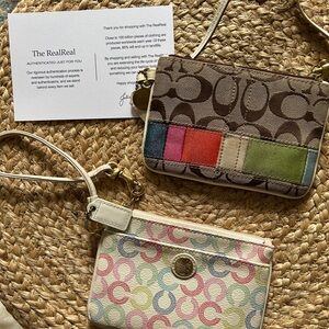 Coach Brown and Multicolor Wristlet Set